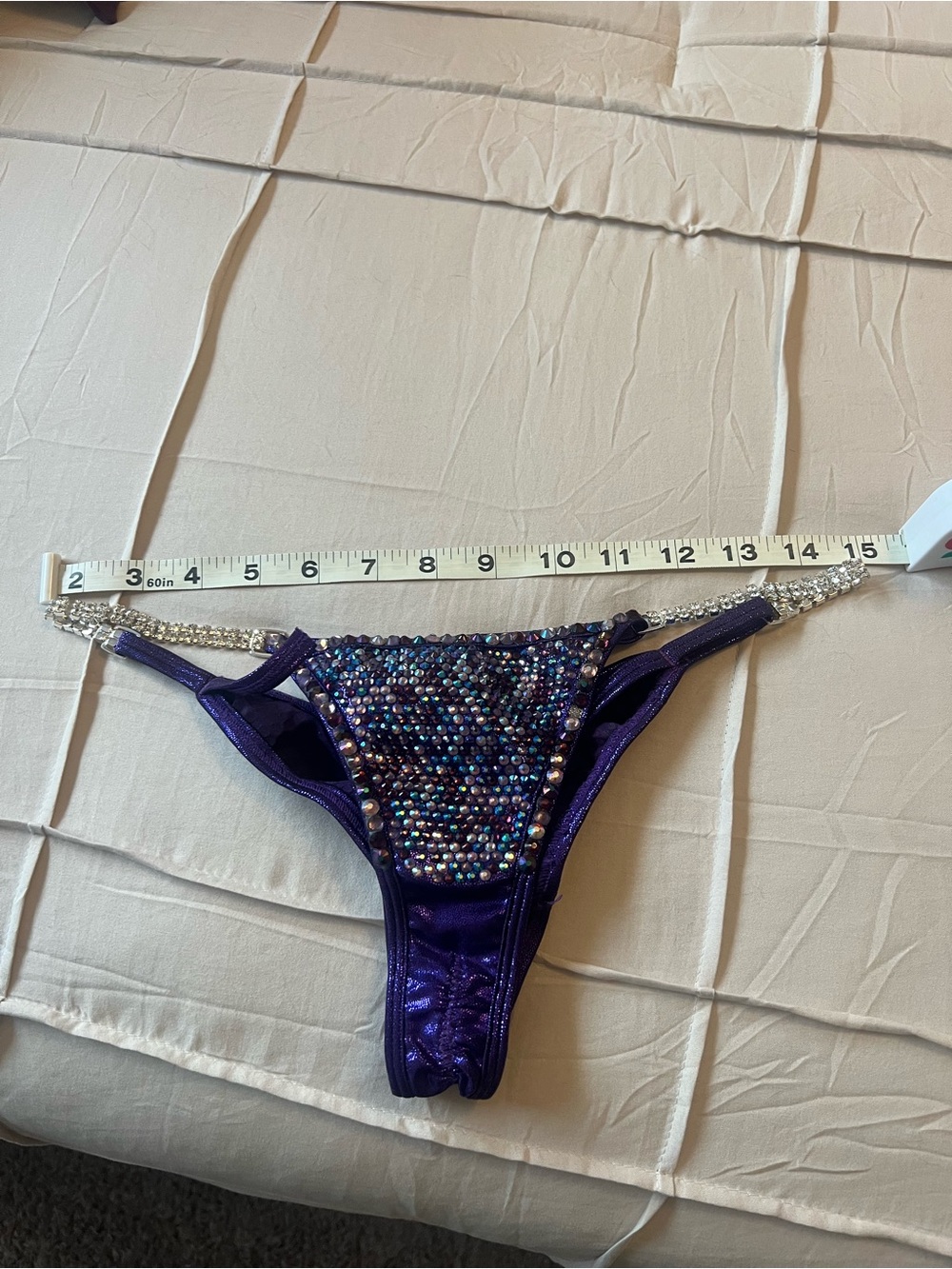 Crystal Embellished Dark Purple Bikini Set - Picture 7 of 12